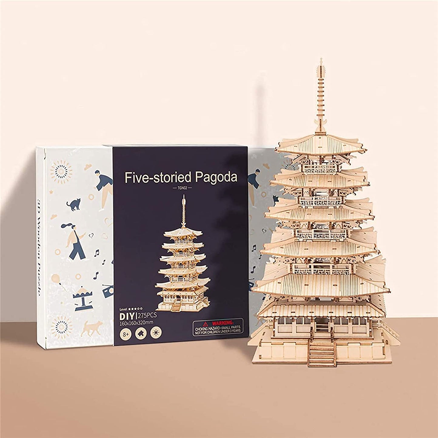 Robotime ROKR 3D DIY Wooden Puzzle Five-storied Pagoda