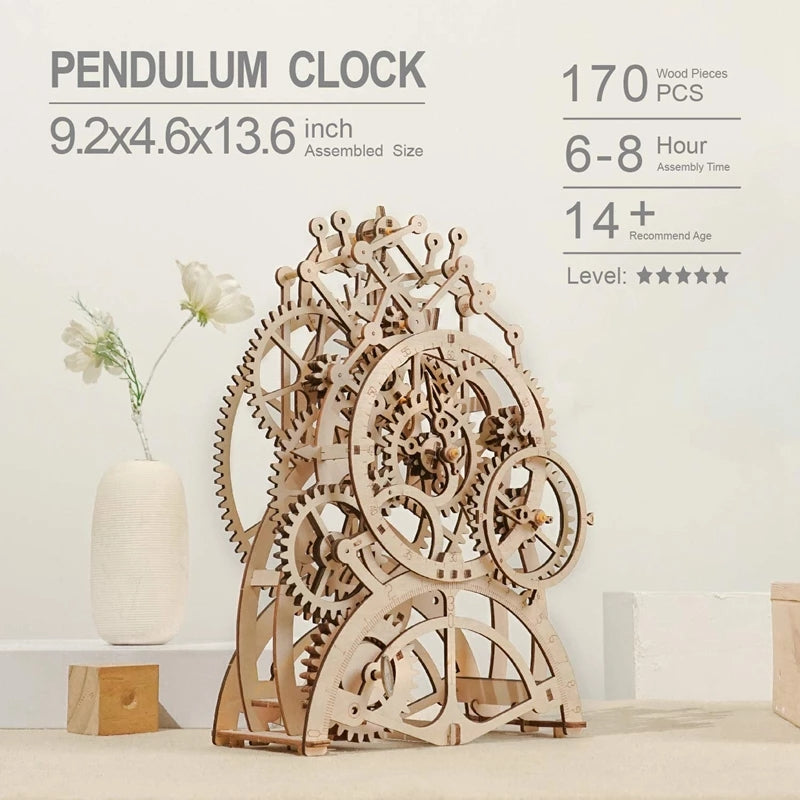 Robotime ROKR 3D DIY Wooden Puzzle Pendulum Clock