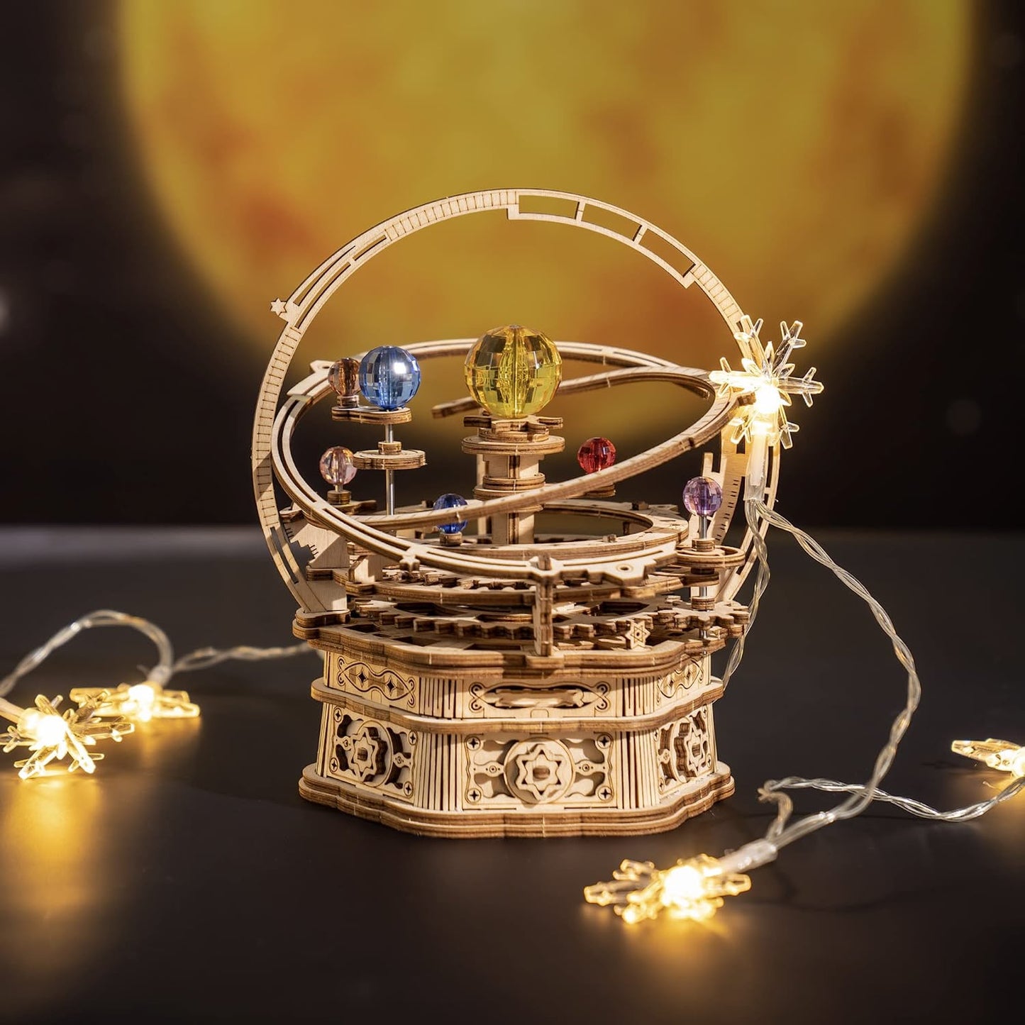 Robotime ROKR 3D DIY Wooden Puzzle Rotating Starry Night Mechanical Music Box