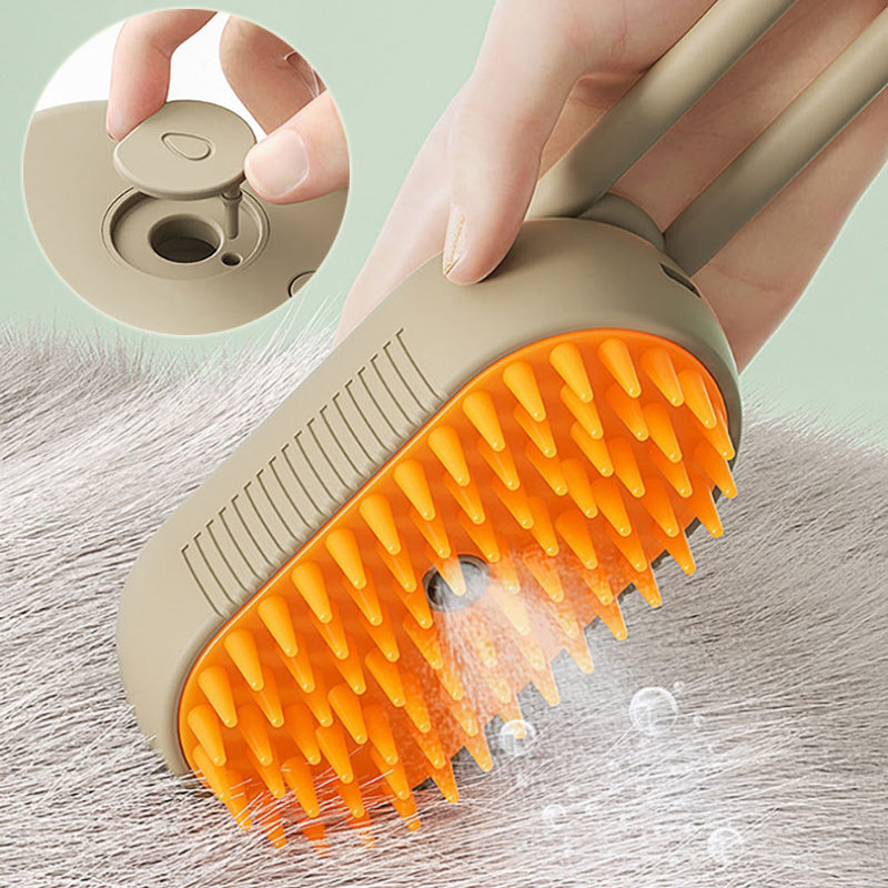 Pet Steamer Fur Brush with 3 in 1 Electric Spray