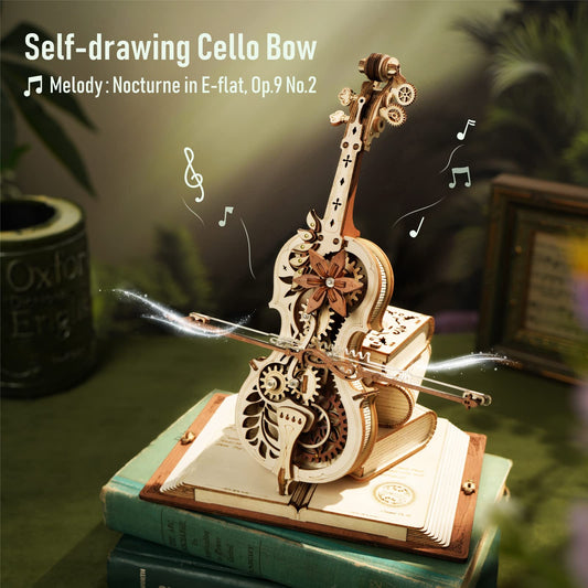 Robotime ROKR 3D DIY Wooden Puzzle Magic Cello Mechanical Music Box