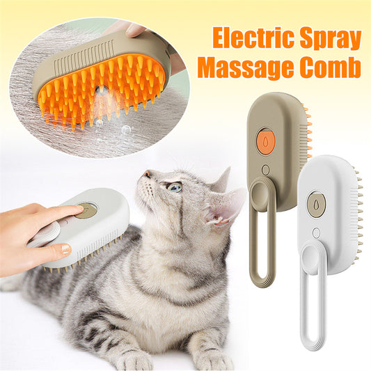 Pet Steamer Fur Brush with 3 in 1 Electric Spray