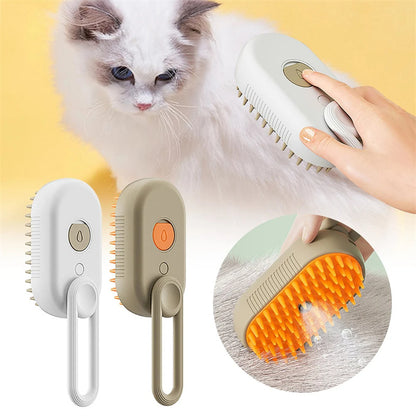 Pet Steamer Fur Brush with 3 in 1 Electric Spray