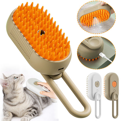 Pet Steamer Fur Brush with 3 in 1 Electric Spray