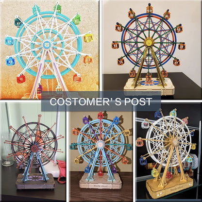 Robotime ROKR 3D DIY Wooden Puzzle Rotatable Ferris Wheel Model With Music