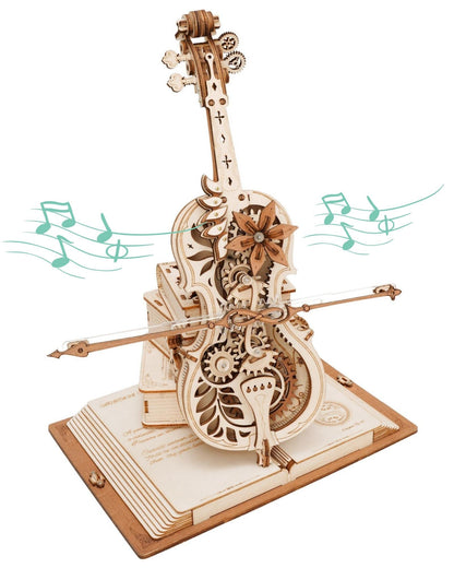 Robotime ROKR 3D DIY Wooden Puzzle Magic Cello Mechanical Music Box