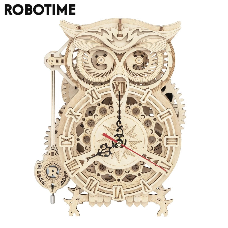 Robotime ROKR 3D DIY Wooden Puzzle Owl Wooden Clock