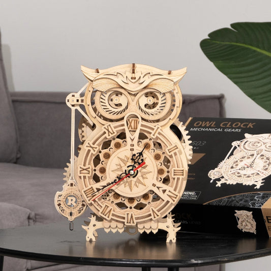 Robotime ROKR 3D DIY Wooden Puzzle Owl Wooden Clock