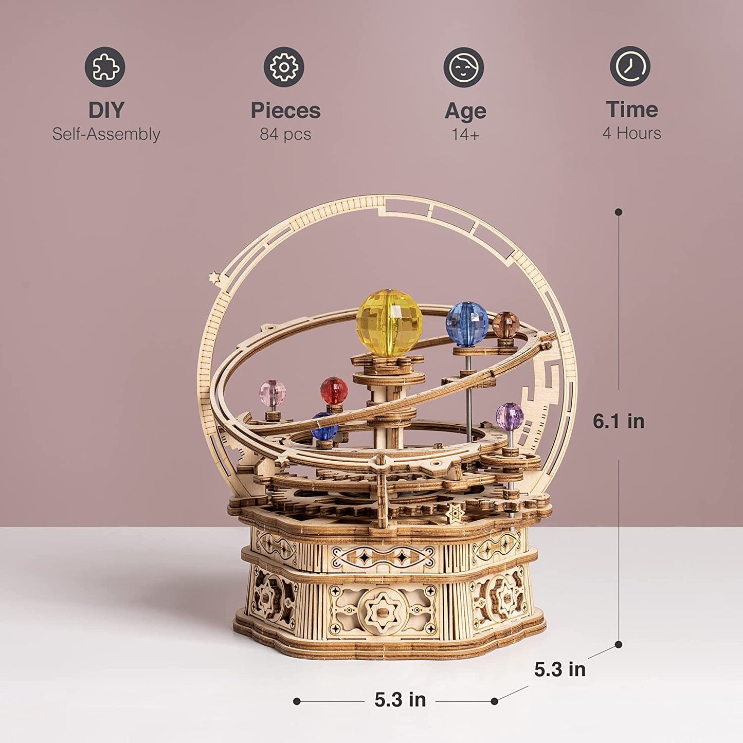 Robotime ROKR 3D DIY Wooden Puzzle Rotating Starry Night Mechanical Music Box