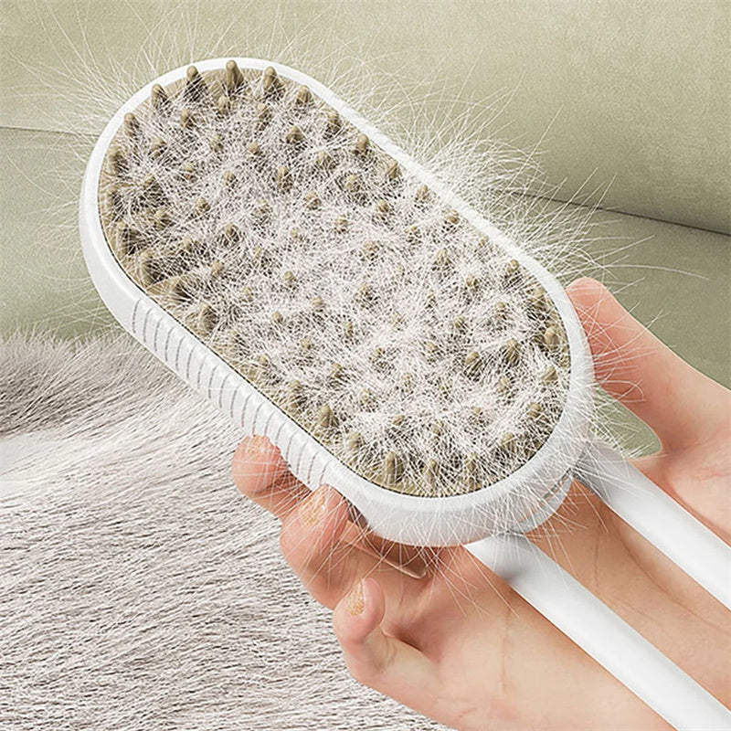 Pet Steamer Fur Brush with 3 in 1 Electric Spray